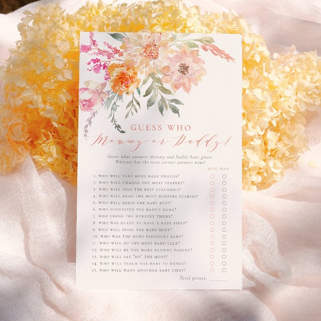 Guess Who | Blush & Teal Spring Baby Shower Game (Creator Uploaded)