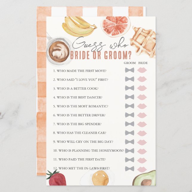 Guess Who Bridal Shower Brunch Game (Front/Back)