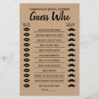 Guess Who Bridal Shower Rustic Game Card