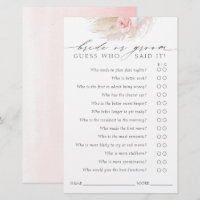 Guess Who Bride or Groom - Boho Game Card