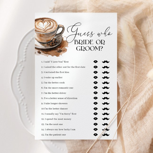 Guess Who Bride or Groom Coffee Bridal Shower Game (Creator Uploaded)
