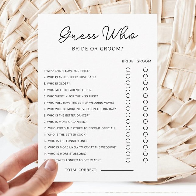 Guess Who Bride or Groom Game Bridal Shower Game Invitation (Creator Uploaded)