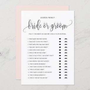 Guess Who Bride or Groom He Said She Said Card