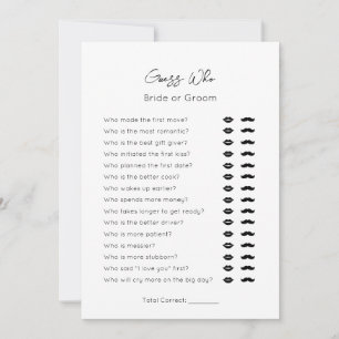 Guess Who-Bride or Groom-Plain Bridal ShowerGame Holiday Card