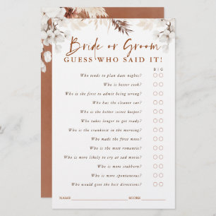 Guess Who Bride or Groom - Terracotta Floral Game