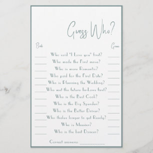 Guess Who? Game Card Flyer