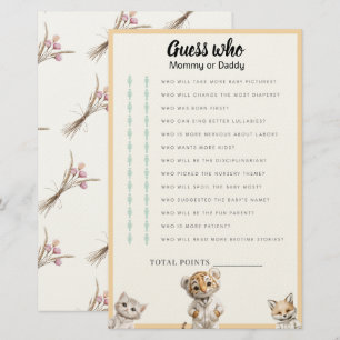 Guess Who Game: Whimsical Pajama Animals Stationery