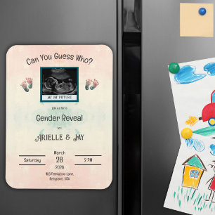 "Guess Who" Gender Reveal Ultrasound Baby Shower Magnet