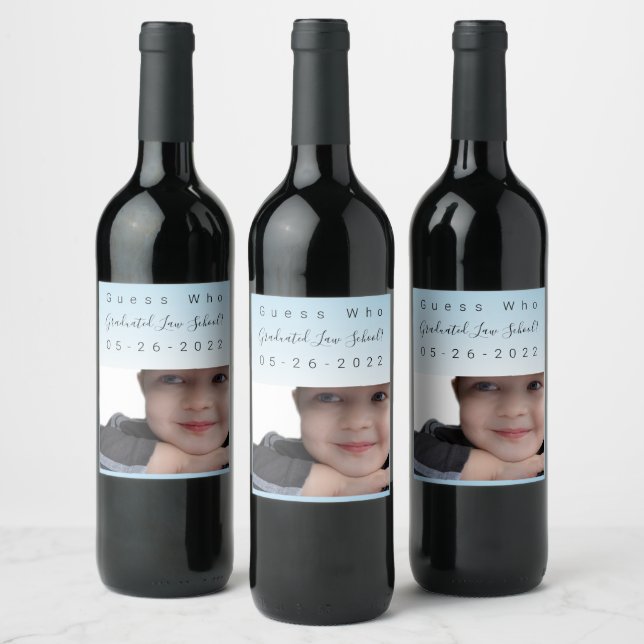 Guess Who Graduated Law School Graduation Party Wine Label (Bottles)
