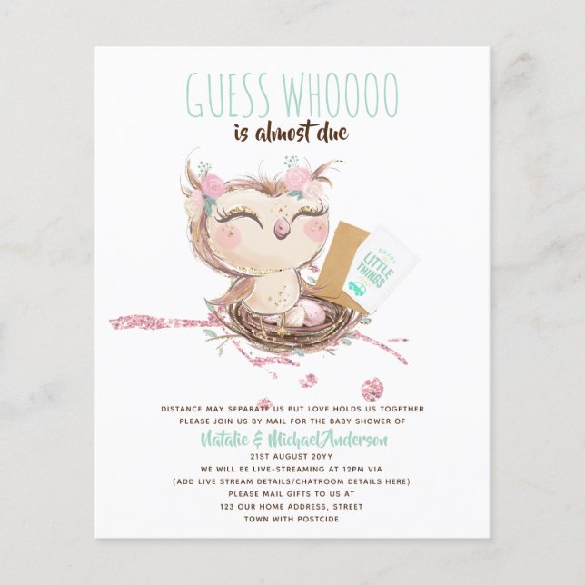 Guess Who Is Almost Due Mail BabyShower or Driveby (Front)