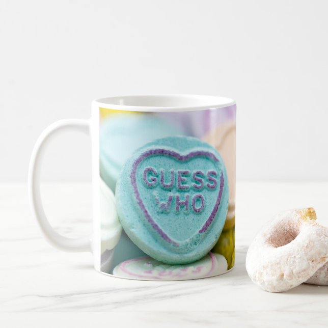 "Guess who" Love heart sweets Mug (With Donut)