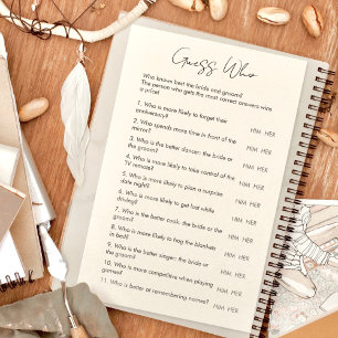  Guess Who Minimalist Wedding & Bridal Shower Game