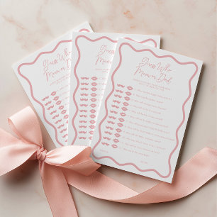 Guess Who Mum or Dad Baby Shower Game Pink Wavy Advice Card