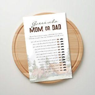 Guess Who Mum or Dad Camper Bear Baby Shower Game