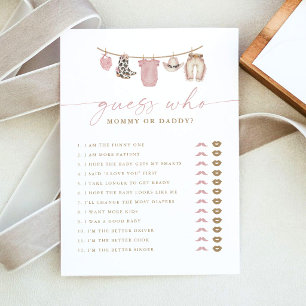 Guess Who Mum or Dad Cowgirl Baby Shower Game Card