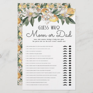Guess Who Mum Or Dad Lemon Citrus Baby Shower Stationery