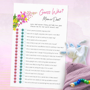 Guess Who Mum or Dad Wildflower Baby Shower Game