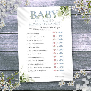 Guess Who Mummy Daddy Greenery Baby Shower Game Invitation