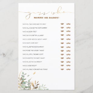 Guess Who Mummy or Daddy Baby Shower Game