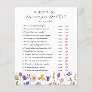 Guess Who Mummy or Daddy Baby Shower game card