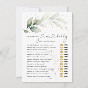 Guess Who Mummy or Daddy Baby Shower Game Greenery Invitation