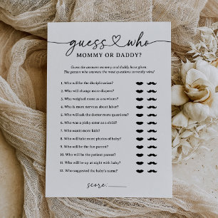 Guess Who Mummy or Daddy Baby Shower Game Invitation