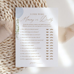 Guess Who Mummy or Daddy Balloon Baby Shower Game Invitation