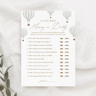 Guess Who Mummy or Daddy Balloon Baby Shower Game Invitation