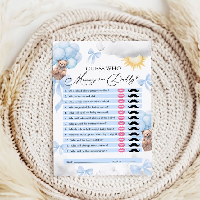 Guess Who, Mummy or Daddy, Bear Baby Shower Game (Creator Uploaded)