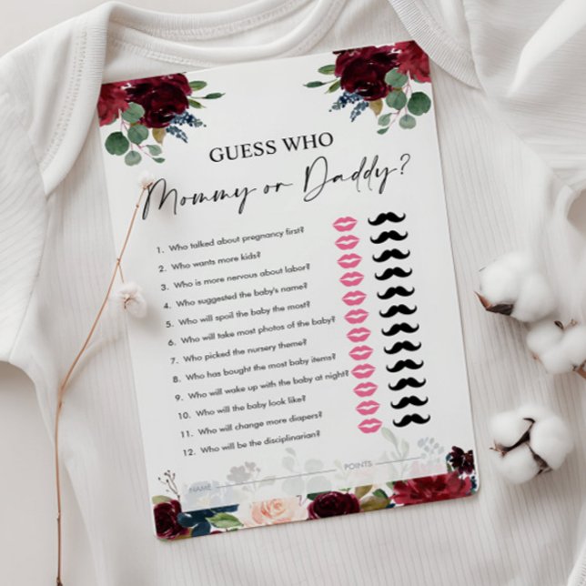 Guess Who, Mummy or Daddy, Boho Baby Shower Game (Creator Uploaded)