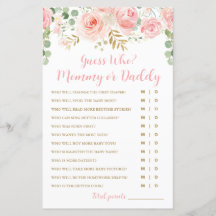Guess Who? Mummy or Daddy Game Card, Baby Shower