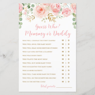 Guess Who? Mummy or Daddy Game Card, Baby Shower