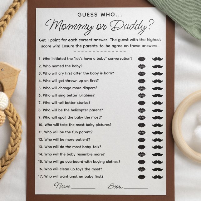 Guess Who Mummy or Daddy Game for Baby Shower Invitation (Creator Uploaded)