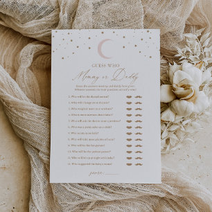 Guess Who Mummy or Daddy Moon Baby Shower Game Invitation