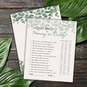 Guess Who Mummy or Daddy Safari Baby Shower Game
