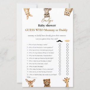 Guess Who? Mummy or Daddy? Safari Baby Shower Game