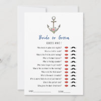 'Guess Who' Nautical Anchor  Bridal Shower game