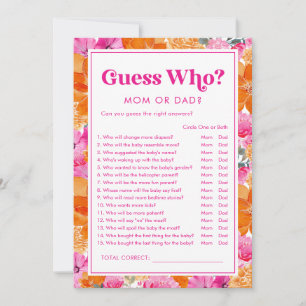 Guess Who Pink & Floral Baby Shower Game Invitation