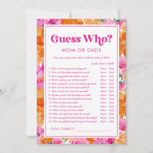 Guess Who Pink & Floral Baby Shower Game Invitation