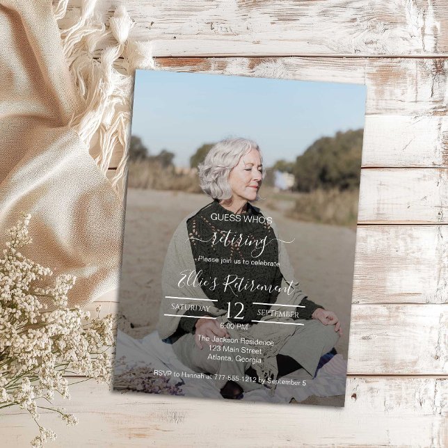 Guess Who Retired Female Script Photo Invitation (Creator Uploaded)