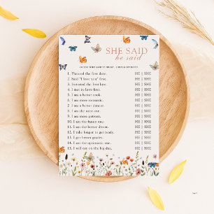 Guess Who Said It Boho Butterfly Bridal Shower Invitation
