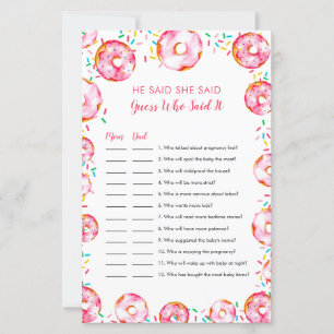 Guess who Said it Doughnuts Diapers Baby Shower Ga