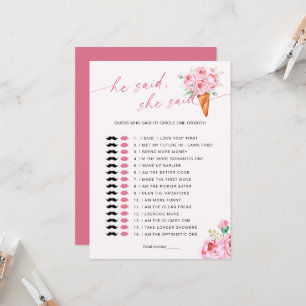 Guess Who Said It Ice Cream Bridal Shower Game Invitation
