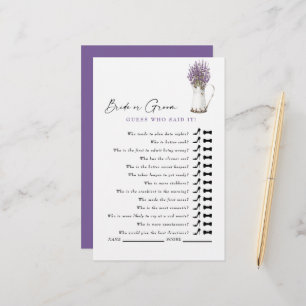 Guess Who Said It? Lavender Rustic Bridal Shower