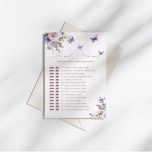 Guess Who Said It Mauve Butterfly Bridal Shower Invitation