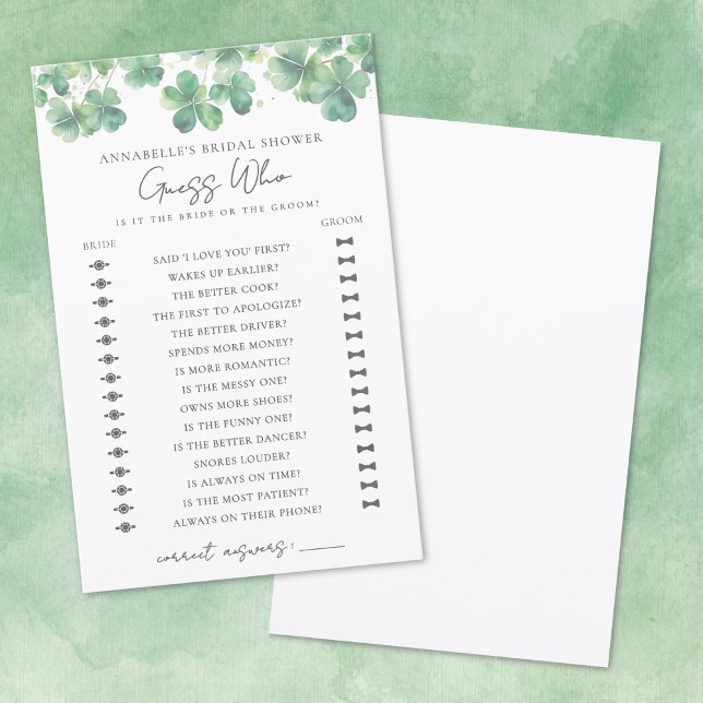 Guess Who Shamrock Bridal Shower Game (Guess Who Shamrock Bridal Shower Game)