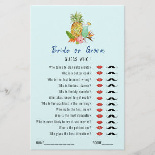 'Guess Who' Tropical drinks Bridal Shower game 