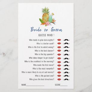 'Guess Who' Tropical theme Bridal Shower game 