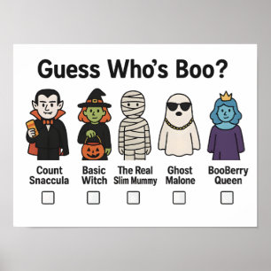 Guess Whos Boo Halloween Character Game Poster
