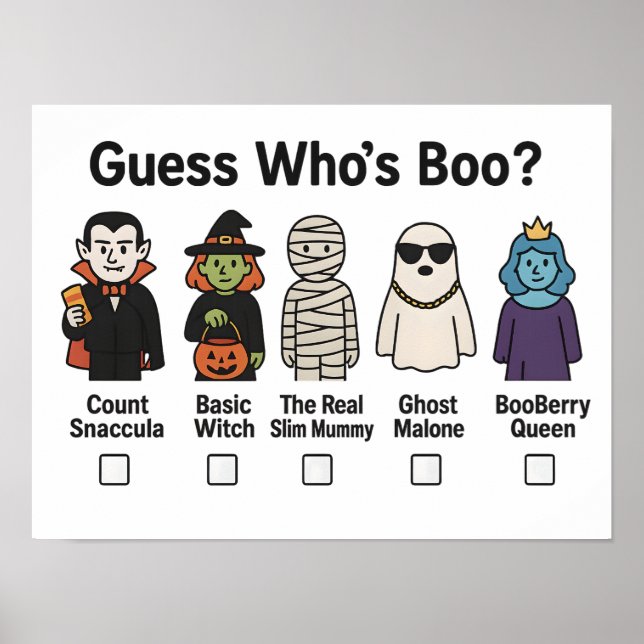 Guess Whos Boo Halloween Character Game Poster (Front)